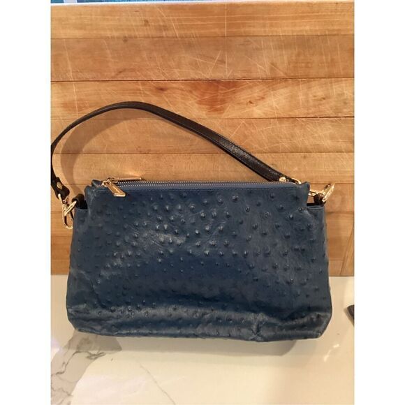 Genuine Leather Valentina Italian Bag Purse Handbag Navy - Picture 2 of 14